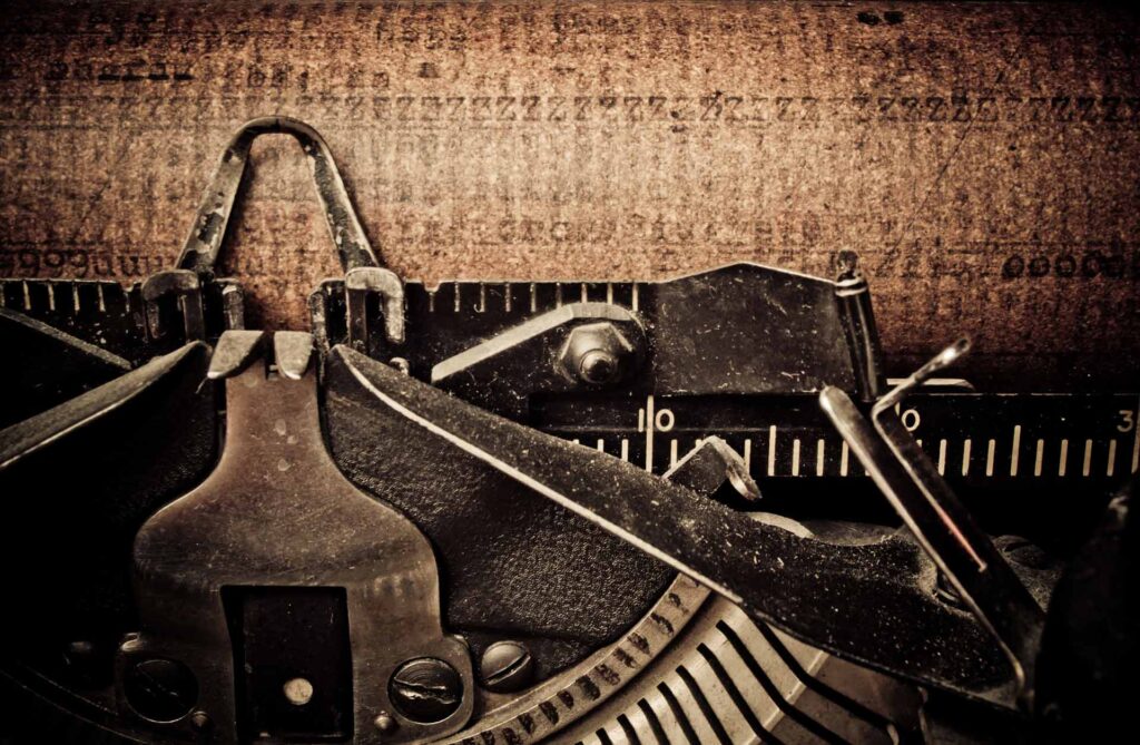 Macro picture of old typewriters, retouching retro